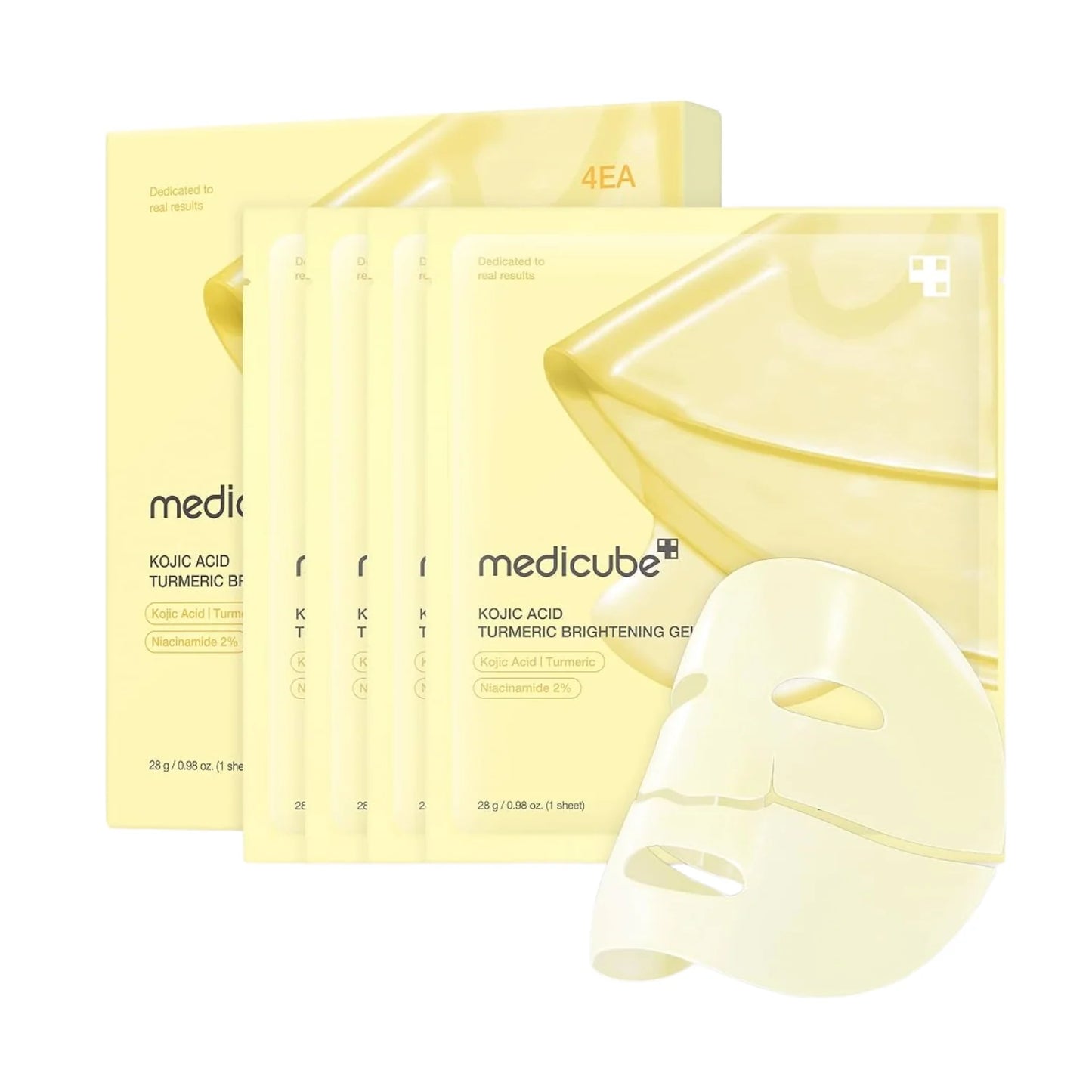 Medicube Kojic Acid Turmeric Brightening Gel Mask, 1 Box, 4 sheets x 28g