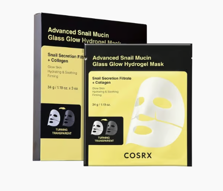 Cosrx Advanced Snail Mucin Glass Glow Hydrogel Collagen x3 Masques